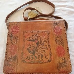 Vintage leather sheepskin bag